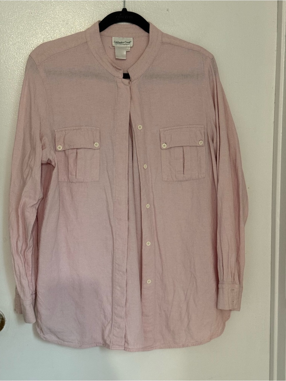 Coldwater Creek Women's Button Front Utility Shirt in Pink